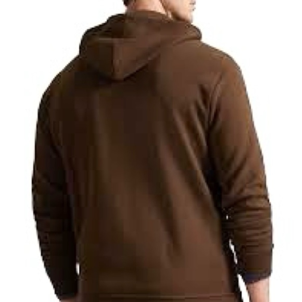 Polo Ralph Lauren Streetwear Pullover Rib-Knit Lined Button Up Brown Hoodie 2XL